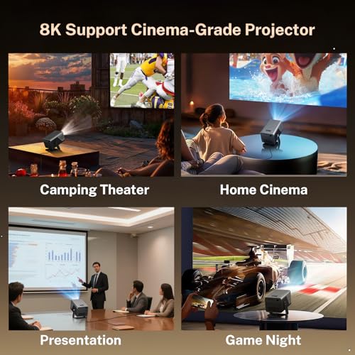 [2000 ANSI/Voice Assistant IA/1080P Native] LYNCAST X7 Smart Video Projector with Android 14 IA Car Focus/Keystone Projector with WiFi6 and Bluetooth5.4, 200 Inch Display