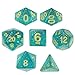 Wiz Dice Celestial Sea Set of 7 Polyhedral Dice, Translucent Turquoise Blue & Silver Glitter Tabletop RPG Dice with Clear Display Box