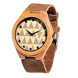 Wooden Watches Bamboo Wood Soft Leather Strap Unisex