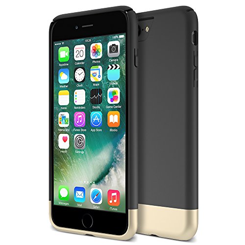 iPhone 7 Plus Case, Maxboost [Vibrance Series] Protective Slider Style Slim Cases Covers For Apple iPhone 7 Plus 2016 SOFT-Interior Scratch Protection Finish - Black/Champagne Gold