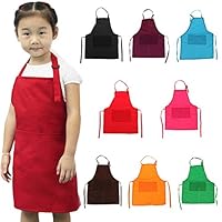 homozy 2 X Children Aprons, Kids Aprons with Adjustable Neck Strap and Pocket, Child Chef Aprons for Boys & Girls Cooking Baking/Painting Aprons, Blue