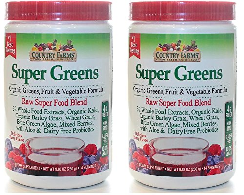 Country Farms Super Green Drink, Berry Flavor, 9.88 Ounce (Pack of 2)