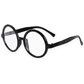 SOHUPAC Wizard Glasses Round Nerd Eyeglasses Halloween Accessories Costume | Black Round Glasses Plastic Frame Cosplay Fun Party Apparel Holiday Events Photo Booth Props Dress Up