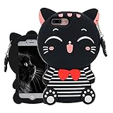 Joyleop Black Cat Case Compatible with Phone 5 5C 5S SE,Cute 3D Cartoon Animal Cover,Kids Girls Fun Soft Silicone Rubber Kawaii Character Unique Cases,Fashion Shockproof Skin Protector for iPhone5
