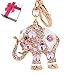 Elesa Miracle Girl Women Opal Rhinestone Elephant Keychain, Purse Bag Charm, Handbag Accessories, Car Key Chain (Pink)