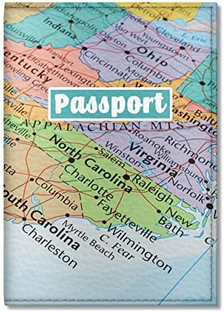 Quttie, Travel Vegan Eco Leather Passport Cover for Women, Men (East Coast Map)