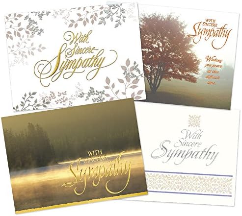50 Sympathy Cards - 4 Beautiful Designs - 52 White Envelopes - Eco Friendly - AO708