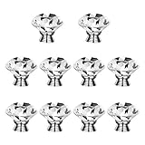 Fu Store 10pcs 40mm Diamond Shape Clear Crystal Glass Cabinet Knob Cupboard Drawer Pull Handle (40mm)