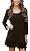 MiYang Women's Long Sleeve A-line Lace Stitching Trim Casual Dress L Brown