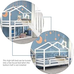 BIADNBZ Twin Over Twin House Bunk Bed with