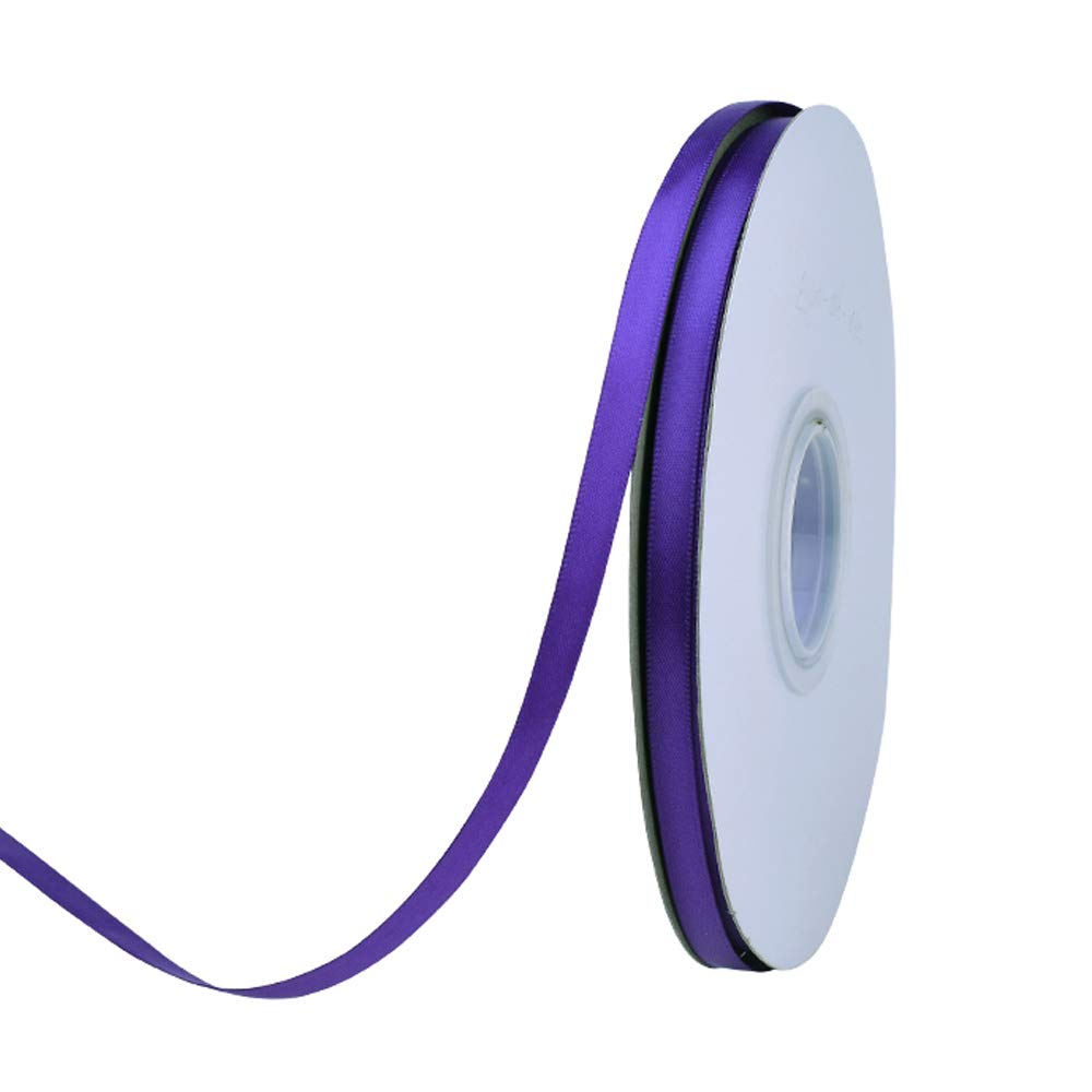 Ribest 1/4 inch Purple Double Face Satin Ribbon 50 Yards Per Roll for Flowers Bouquet Gift Wrapping Hair Accessories Wedding Birthday