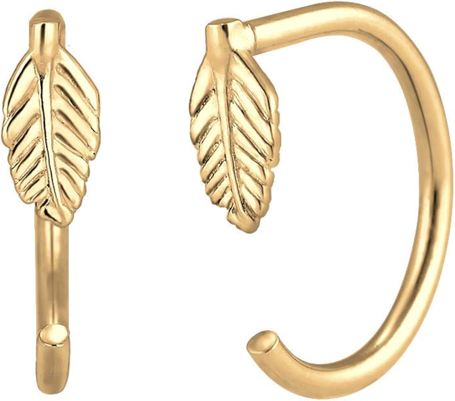 Elli Women Creole Feather Boho 925 Silver Gold Plated Earrings 0302942717 - Image 3