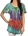 Sakkas Dina Relaxed Fit Sequin Tie Dye Embroidery Cap Sleeves Blouse/Top