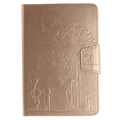 iPad Mini 1 2 3 Case DealMaster Leather Cover Slim Folding Stand Smart Case Card Slot Protective Soft Silicone PC Hybrid Kickstand for iPad Mini 1 2 3 (Golden)