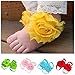 Lisli 5pairs/10pcs Newborn Baby Girl's Kids Flowers Foot Band Ties Barefoot Sandals Shoes