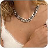 FEEL STYLE Chunky Cuban Link Chain for Men Women - Stainless Steel Gold Necklace for Women Men - Gold Silver Plated Choker Thick Trendy Punk Hip Hop Chain Jewelry 8mm/12mm/16mm