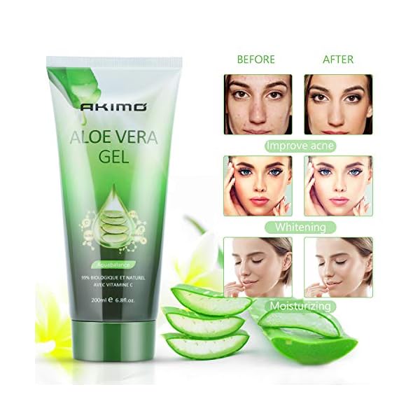 AKIMO-Aloe-Vera-Gel-Vitamin-C-E--99-Pure-Plant-Deeply-Hydrating--Repairing-After-Sun-Care-Dry-Skin-Hydration-Acne-Suitable-for-Face-Body-Hair-Cruelty-free-200ml68-fl-oz AKIMO Aloe Vera Gel & Vitamin C, E – 99% Pure Plant Deeply Hydrating & Repairing, After Sun Care, Dry Skin Hydration…