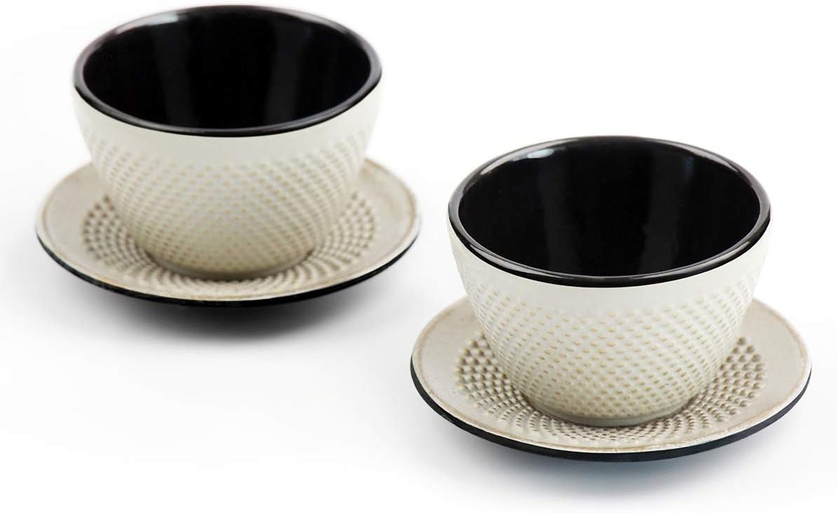 Cast Iron Tea Cups, TOPTIER Tea Cup and Saucer Sets (Set