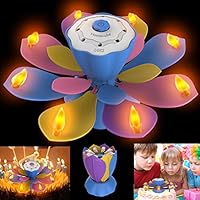 Homecube LED Birthday Candles, Flameless Musical Birthday Candles with 3 Adjustable Flash Modes, Rotatable Flower Birthday Cake Toy with Blow Out Design for Birthday Party Decoration (Colorful)