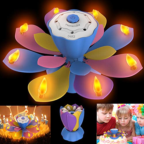 Homecube LED Birthday Candles, Flameless Musical Birthday Candles with 3 Adjustable Flash Modes, Rotatable Flower Birthday Cake Toy with Blow Out Design for Birthday Party Decoration (Colorful) - Thumbnail 7