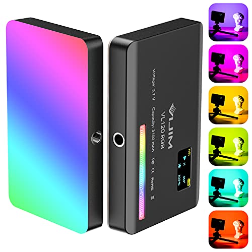 ULANZI VL120 RGB LED Video Light, 5 Inch Video Light Dimmable 2500K-9000K with CRI 95+, Cold Light Shoe & 3100 mAh Battery, Camera Light for DSLR Camera/TikTok Live/Video Photography/YouTube/Vlogs