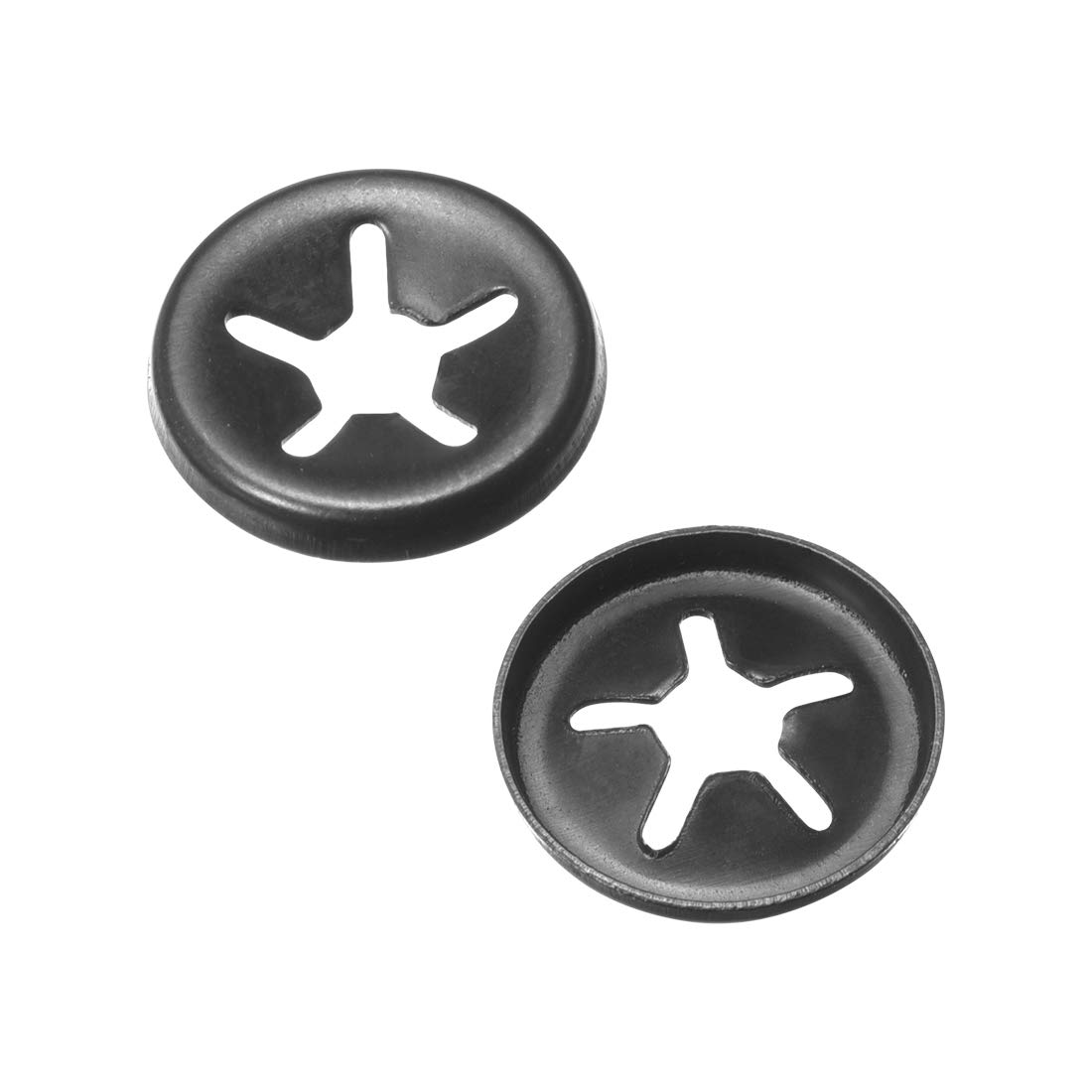 sourcing map Internal Tooth Washers M4 x 12mm 65Mn Black Oxide Finish Push on Washer ing Clips Fastener 5 Points 100pcs