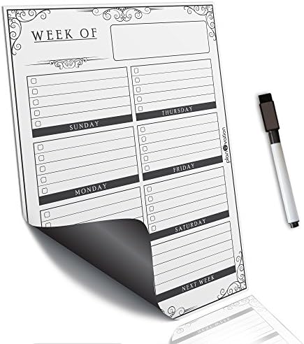 planOvation's Magnetic Dry Erase Board Weekly Planner (16"x12", Black)