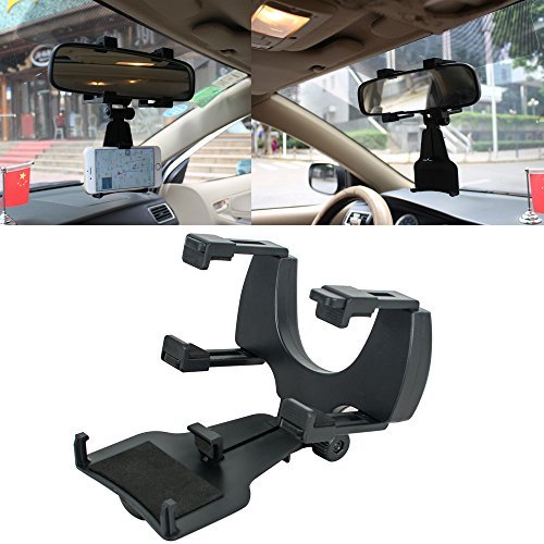 Vinmax Auto Car Rearview Mirror Mount Stand Holder Cradle For Most Phones GPS Universal Windshield Dashboard Black