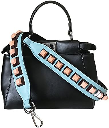 Maison De Coco Multi Color Square Stud Leather Bag Strap (Strap Only) Purse Strap, Replacement Shoulder Strap (Pastel Blue)