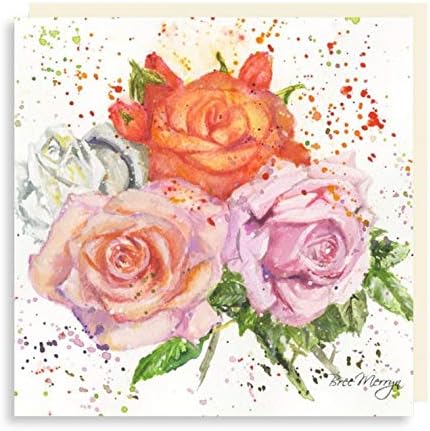 Beautiful Bree Merryn Roses Bouquet Design Mini Card, Multicolor, BRE0128, 7cm x 7cm