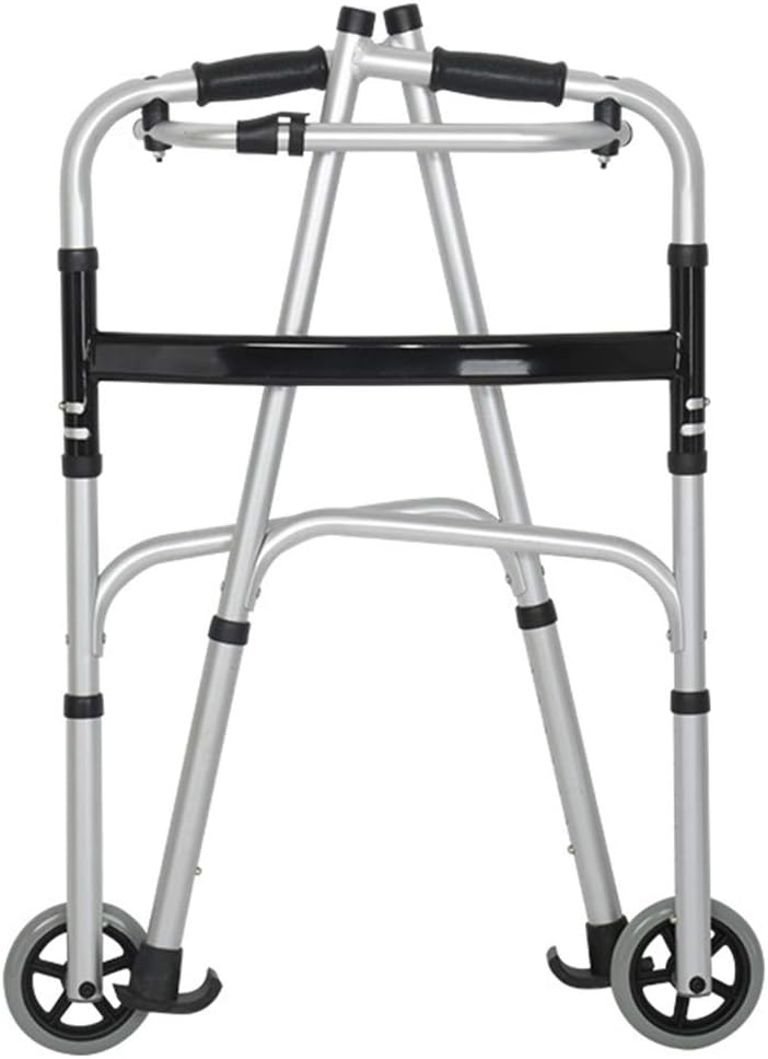 Autopeck Walking Walker Adjustable Elderly Standard Walkers Equipped Rest Arm Mobility People Pad Folding Support Wheel Aid Foldable Assist Wheels （Two-Wheeled Two-Legged Tube + seat Plate） -