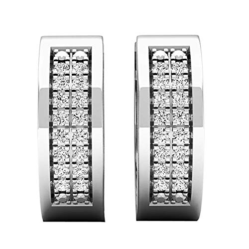 Dazzlingrock Collection 0.12 Carat (ctw) Round White Diamond Mens Ladies Unisex Huggies Hoop Earrings, Sterling Silver
