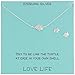 Sterling Silver Turtle Necklace and Earrings Jewelry Set, 18