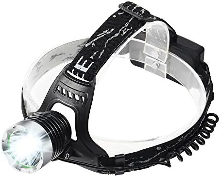 JUDYelc LED Headlamp, Zoomable 3 Modes Bright LED Headlights with Rechargeable Battery Powered Waterproof Helmet Light for Camping, Running, Hiking and Reading Outdoor Sports