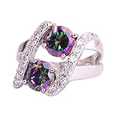 Psiroy Women's 925 Sterling Silver 3.2cttw Rainbow Topaz Filled Ring