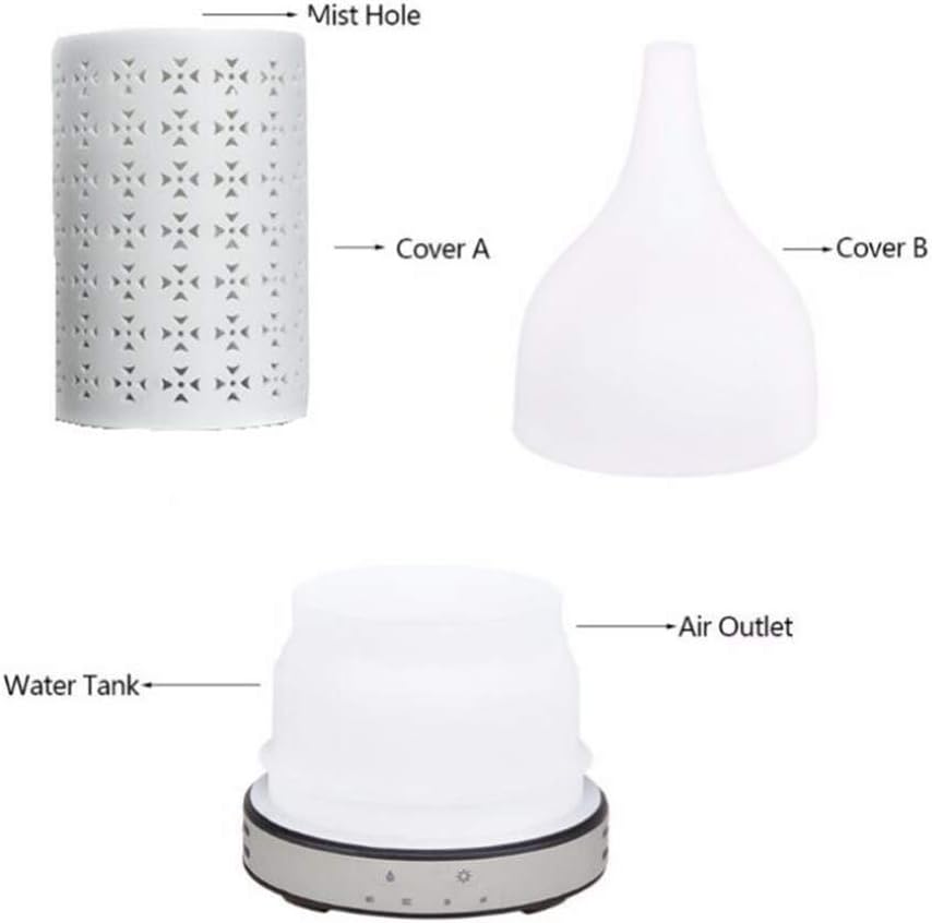200Ml Ceramic Aromatherapy Humidifier Oil Diffuser, Water-Free Automatic Shut-Off Air Purifier, Ultrasonic Atomizer, LED Light Aroma Diffuser