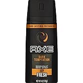 AXE Dark Temptation Body Spray Deodorant for Men, 4 Oz, Pack of 6