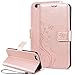 SMARTLEGEND Flip Wallet Case for iPhone 6S Plus, iPhone 6 Plus Case, Floral PU Leather Wallet Shock Absorption Kickstand Protective Case with Card slot Holder Pockets 5.5 Inch- Rose Gold
