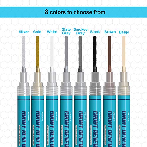 NADAMOO Grout Renew Pen Kit Smokey Gray 8 pcs with 8 Replacement Tips