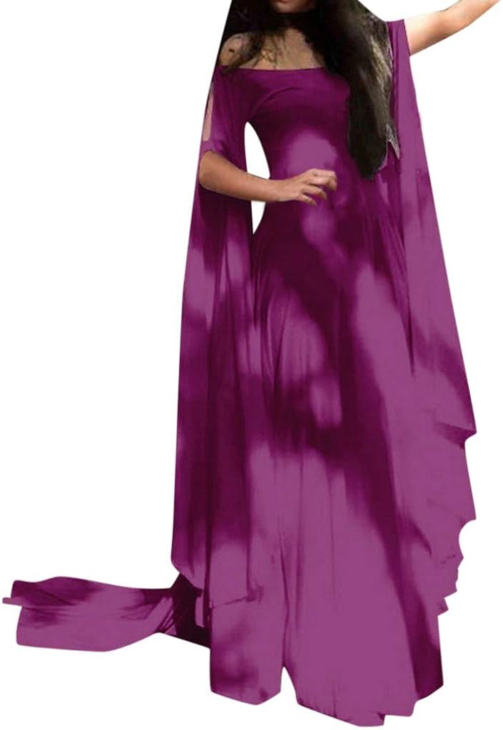 MEIbibibi Womens Medieval Off Shoulder Dress Renaissance Irish Long Sleeve Retro Lolita Gown Dresses