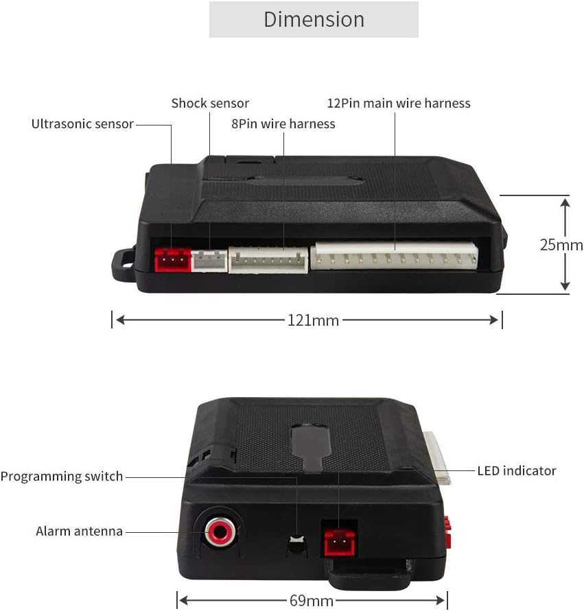 EASYGUARD 2 way car alarm system EC203 with LCD pager display, ultrasonic sensor & shock sensor DC12V - Image 5