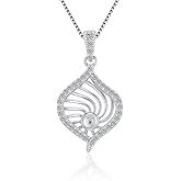 LGSY Sterling Silver Cubic Leaf Bail Pin Pendant Fitting for Pearl Jewelry, Design Pendant Mount for Women DIY Jewelry Making