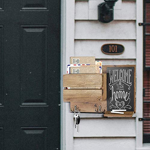 Flexzion Rustic Wood Entryway Mail Sorter Holder, Wall Mount Mudroom