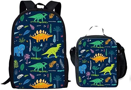 Children Backpack Set Boys Girls with Lunchbox Cartoon Dinosaur Printing