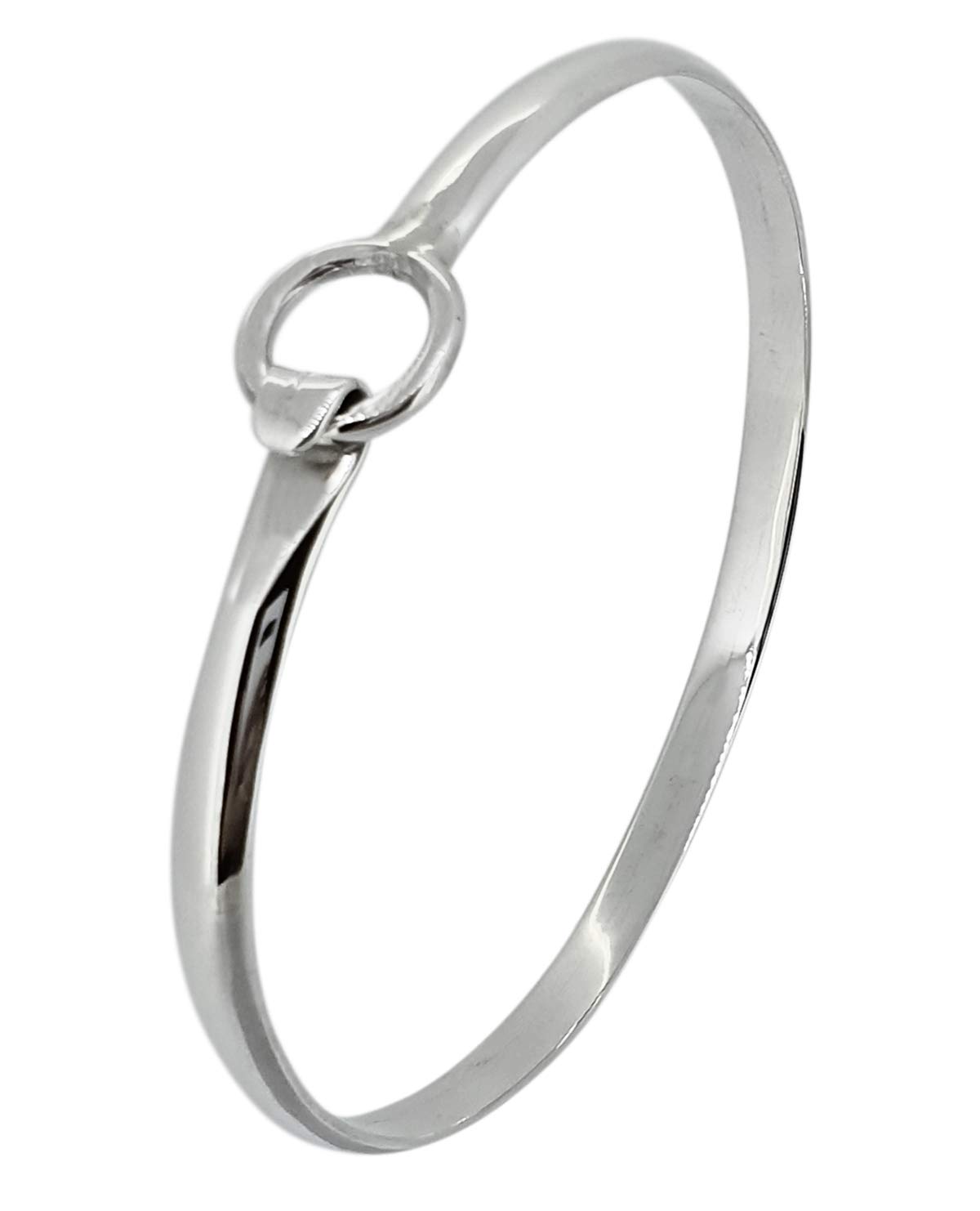 Treasure Bay Handmade Women's 925 Sterling Silver Bangle Bracelet | Classic Plain Silver Bangle with Clip-On Clasp - 65MM Diameter