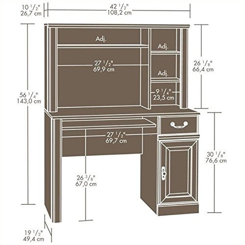 Bowery Hill Small Wood Computer Desk with Hutch in Carolina Oak - Thumbnail 3