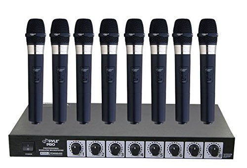 Pyle-Pro PDWM8400 8 Mic Professional Handheld VHF Wireless Microphone System (Best Microphone For Church Choir)