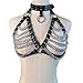 Women's Punk Waist Belt Body Chain Faux Leather Harness Adjustable with Buckles and O-Rings(LB-22)