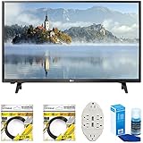 LG LJ500B Series 32" Class LED HDTV 2017 Model (32LJ500B) with 2x 6ft High Speed HDMI Cable, Screen Cleaner for LED TVs &amp; Transformer Tap USB w/ 6-Outlet Wall Adapter and 2 Ports