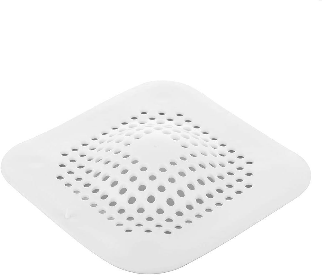 Square Shower Drain Cover, Silicone Bath Sink Basin Hair Cather with Sucker for Bathroom Kitchen, Rubber Bathtub Sink Strainer Plug Filter Trap 10 * 10CM